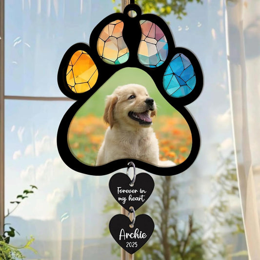 LOVELYPOD Personalized Dog Memorial Suncatcher with Photo, SunCatcher Gift for Someone Who Lost a Dog, Pet Remembrance Stained Glass, Sympathy Gifts for Loss of Fur Baby, Pet Day, Christmas