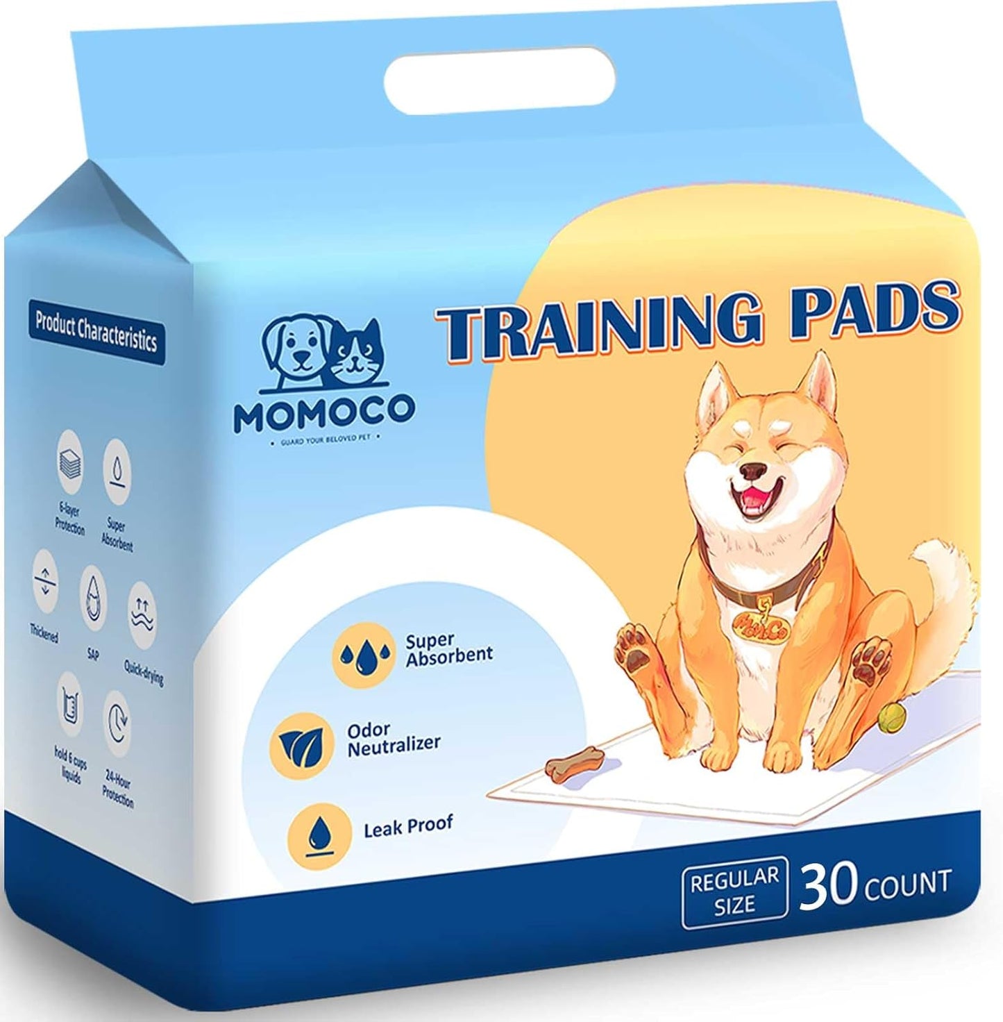 MoMoCo Potty Pads 22"x22", 30 Count – Puppy Training Pads, Leak-Proof & Super Absorbent, Disposable Pads for Dogs, Cats & Rabbits