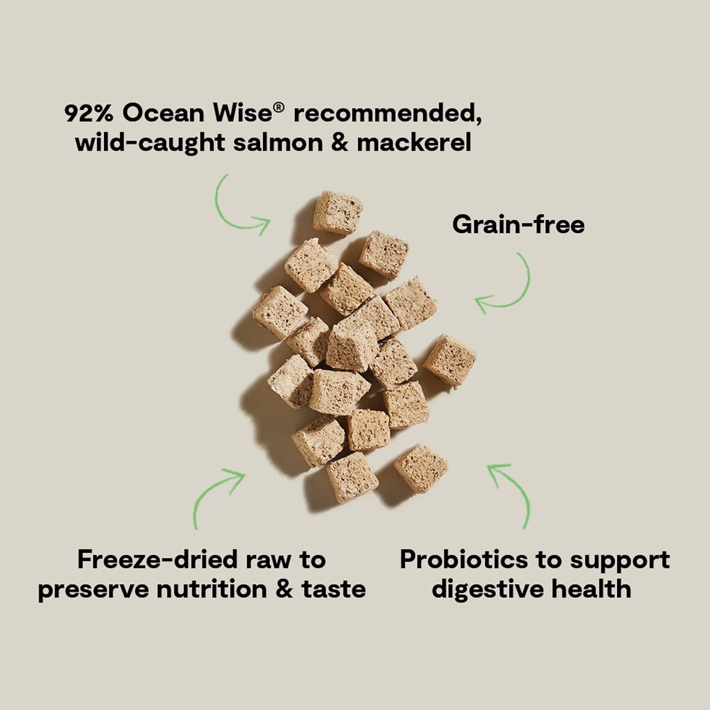 Open Farm, Kitty Cubes, Freeze Dried Raw Cat Treats, Grain-Free, High-Protein Cat Treat with Probiotics, Omega Fatty Acids & Superfoods, Salmon & Mackerel Recipe, 1.5oz Bag