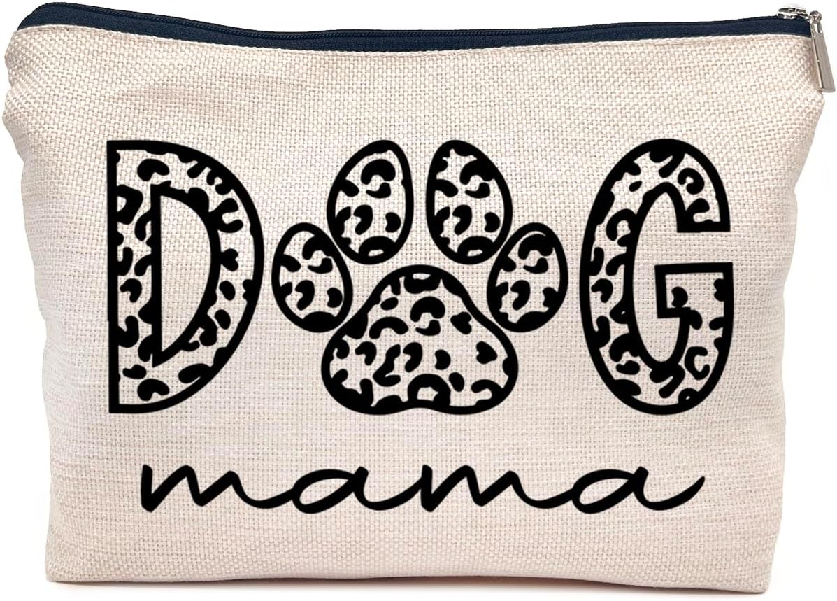 IWXYI Dog Mom Gifts For Women,Dog mama Makeup Bags with Zipper,Dog mama Makeup Bag Zipper Pouch Travel Toiletry Gifts For Women