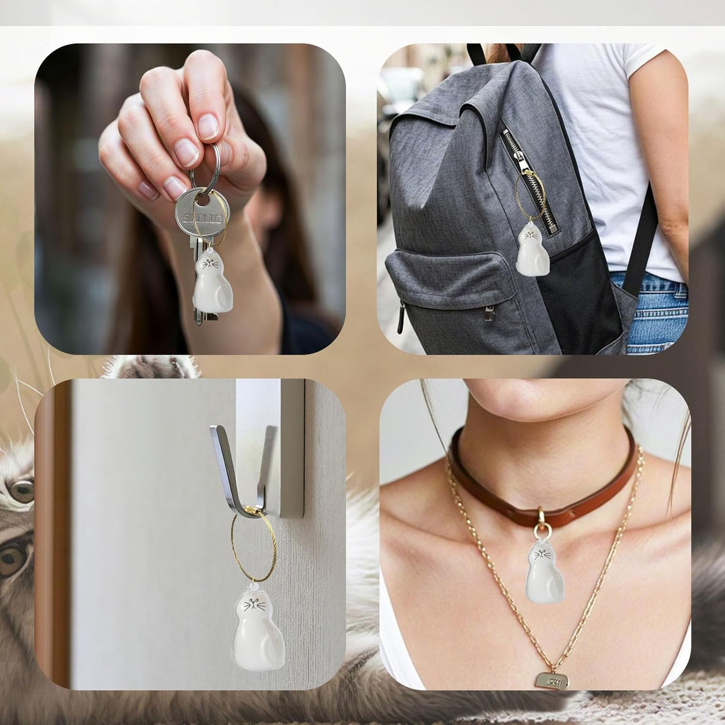 Cat Hair Keychain, 2Pcs Cat Hair Storage Bottle，Pet Fur Keepsake,Pet Hair Storage/Memorial Keychain,Cute Pet Memorial Gifts,[A Model]