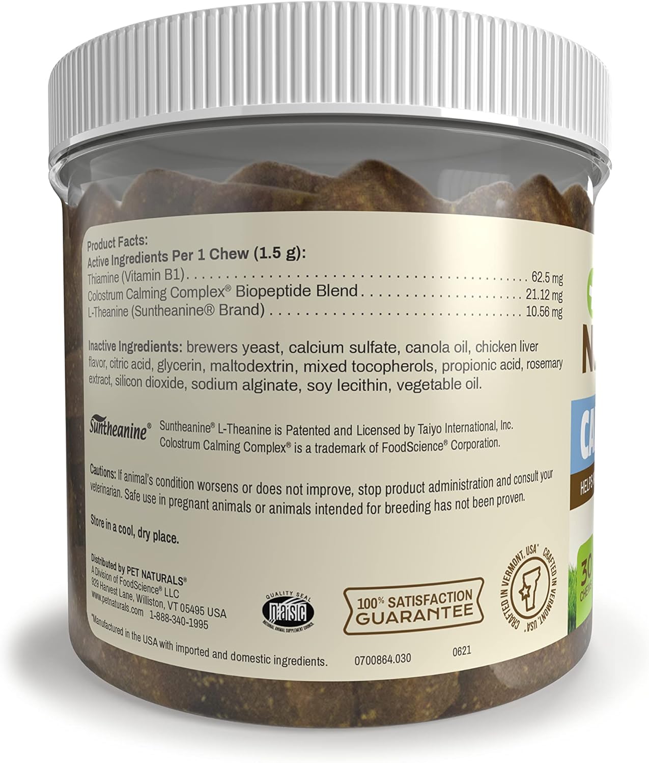 Pet Naturals Dog Calming Chews for Medium and Large Dog Anxiety Relief with Naturally Sourced Ingredients for Thunder, Quiet Moments at Home, Anxiety, Barking Calming Dog Treats, Chicken, 30 Chews