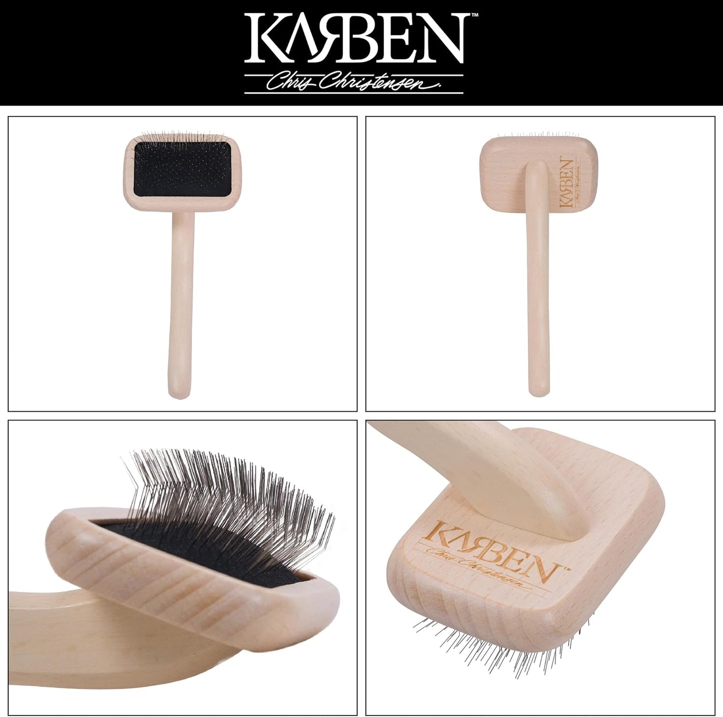 Chris Christensen Karben I Slicker Brush for Dogs, Groom Like a Professional, Ideal For All Coat Types, Remove Shedding Coat, Tangles and Dead Undercoat, 17 mm Stainless Steel Pins, Extra Small