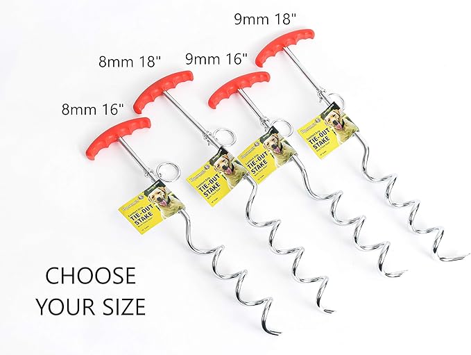 Roscoe's Pet Products Comfort Grip Tie Out Stake for Dogs. 4 (9mm, 16 inch)