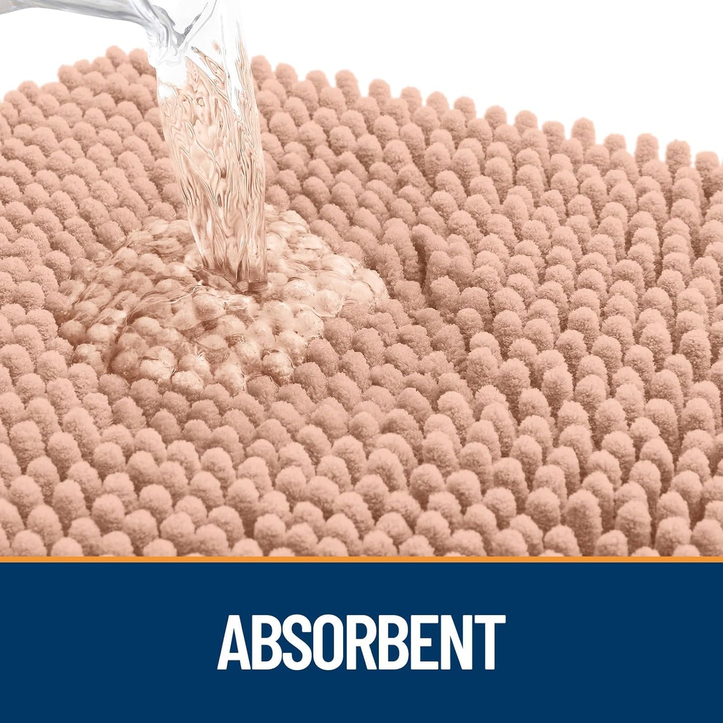 OLANLY Dog Door Mat for Muddy Paws 44x32, Absorbs Moisture and Dirt, Absorbent Non-Slip Washable Doormat, Quick Dry Chenille Mud Mat for Dogs, Entry Indoor Entryway Carpet for Inside Floor, Peach