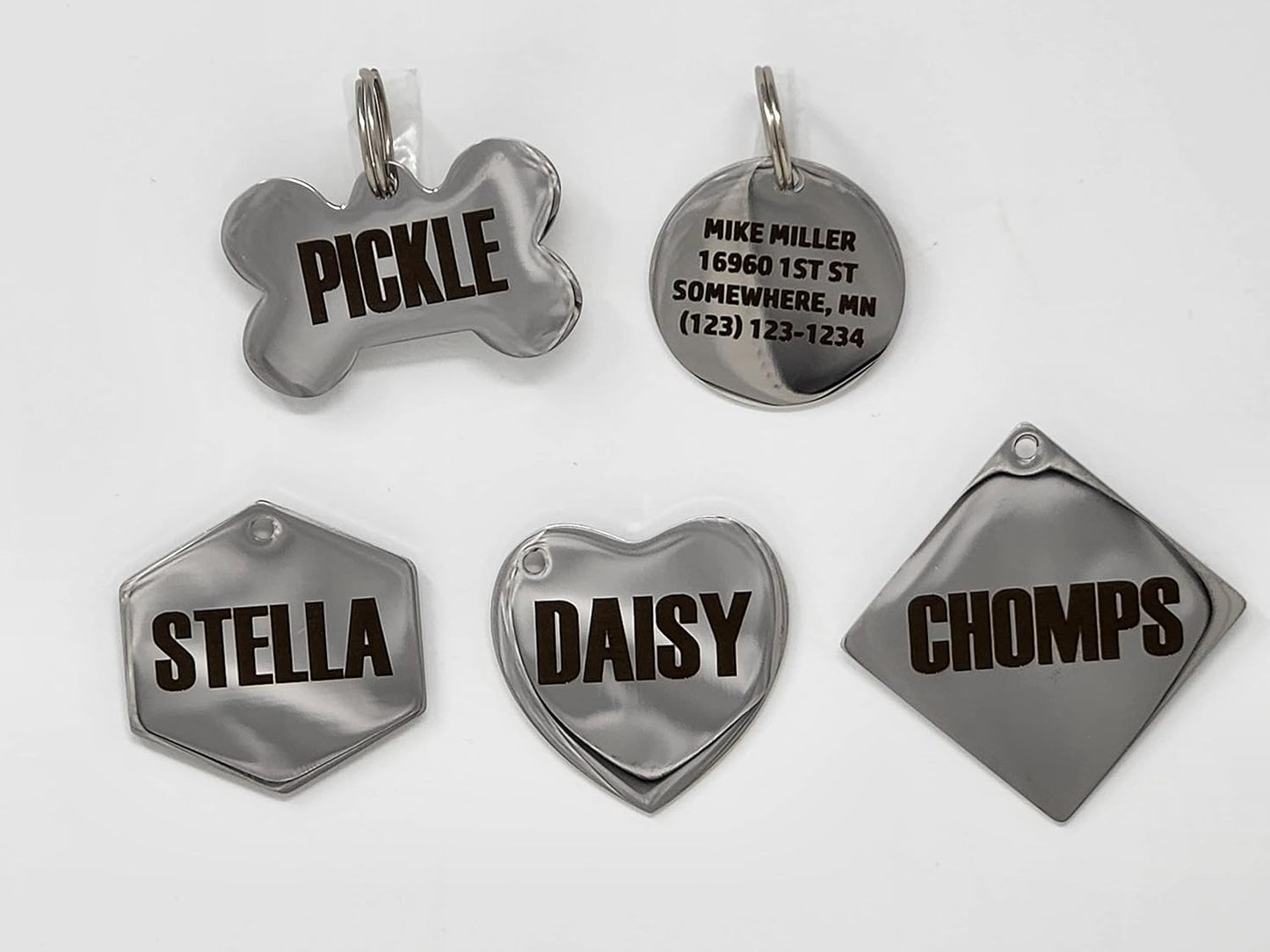 Dr. Fremont's Stainless Steel ID Dog Tags Engraved for Pets Personalized for Cat or Dog Collar Bold Font for Safety (Small, Round)