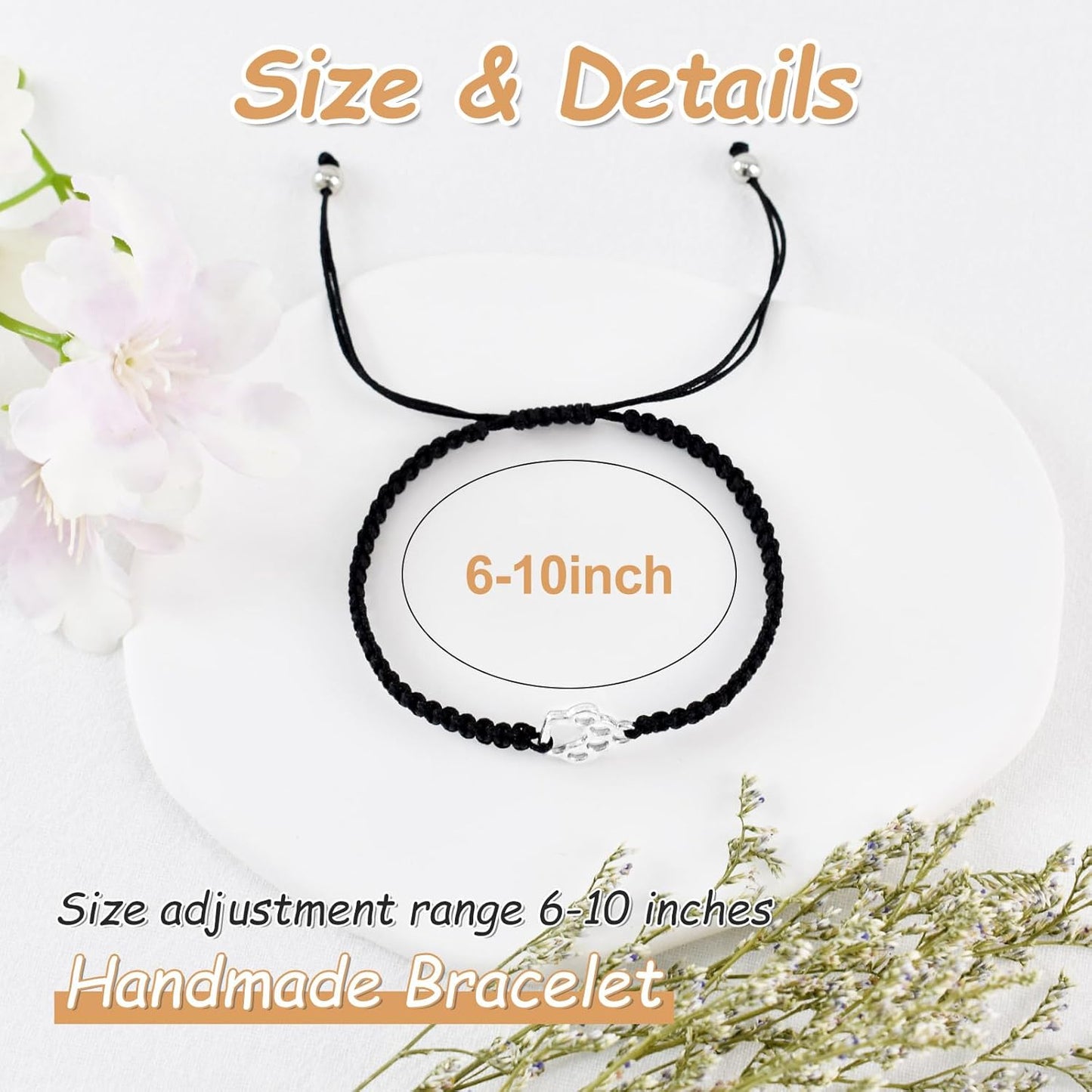 Dog Memorial Gifts for Loss of Dog Sympathy Gift, Paw Print Friendship Bracelets Dogs Passing Away Sympathy Gifts for Cat & Dogs Lover