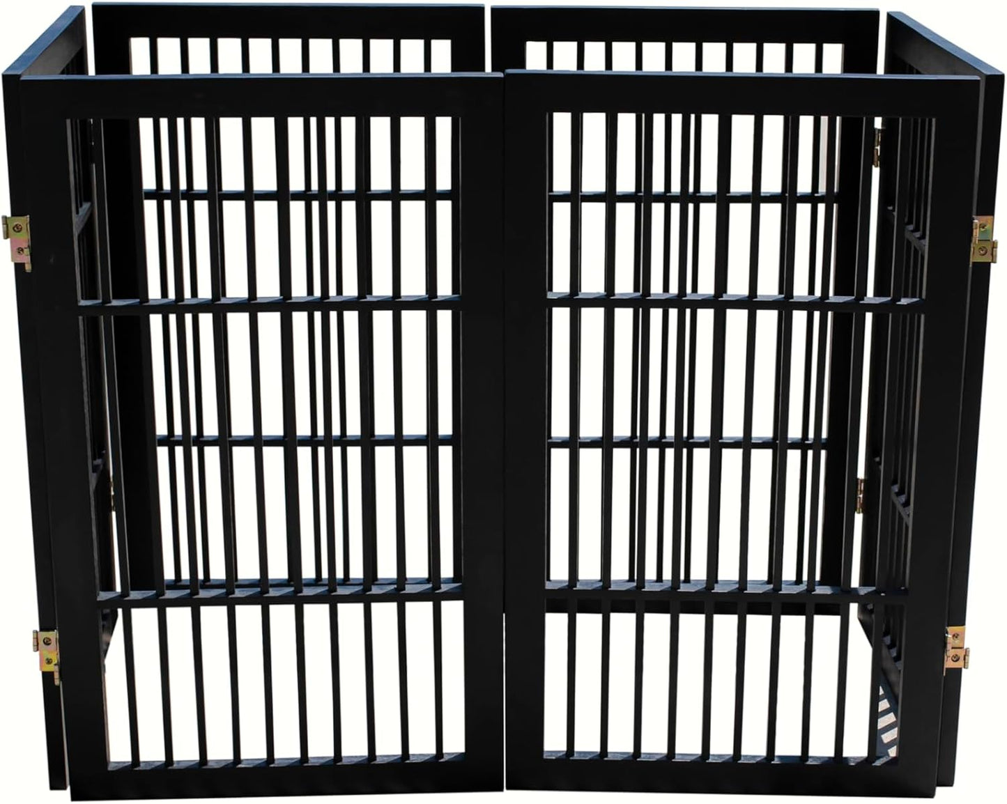 Pet Dog Gate Strong and Durable Freestanding Folding Acacia Hardwood Portable Wooden Fence Indoors or Outdoors by Urnporium (Black Pet Gate, 6 Panel 30" Tall)