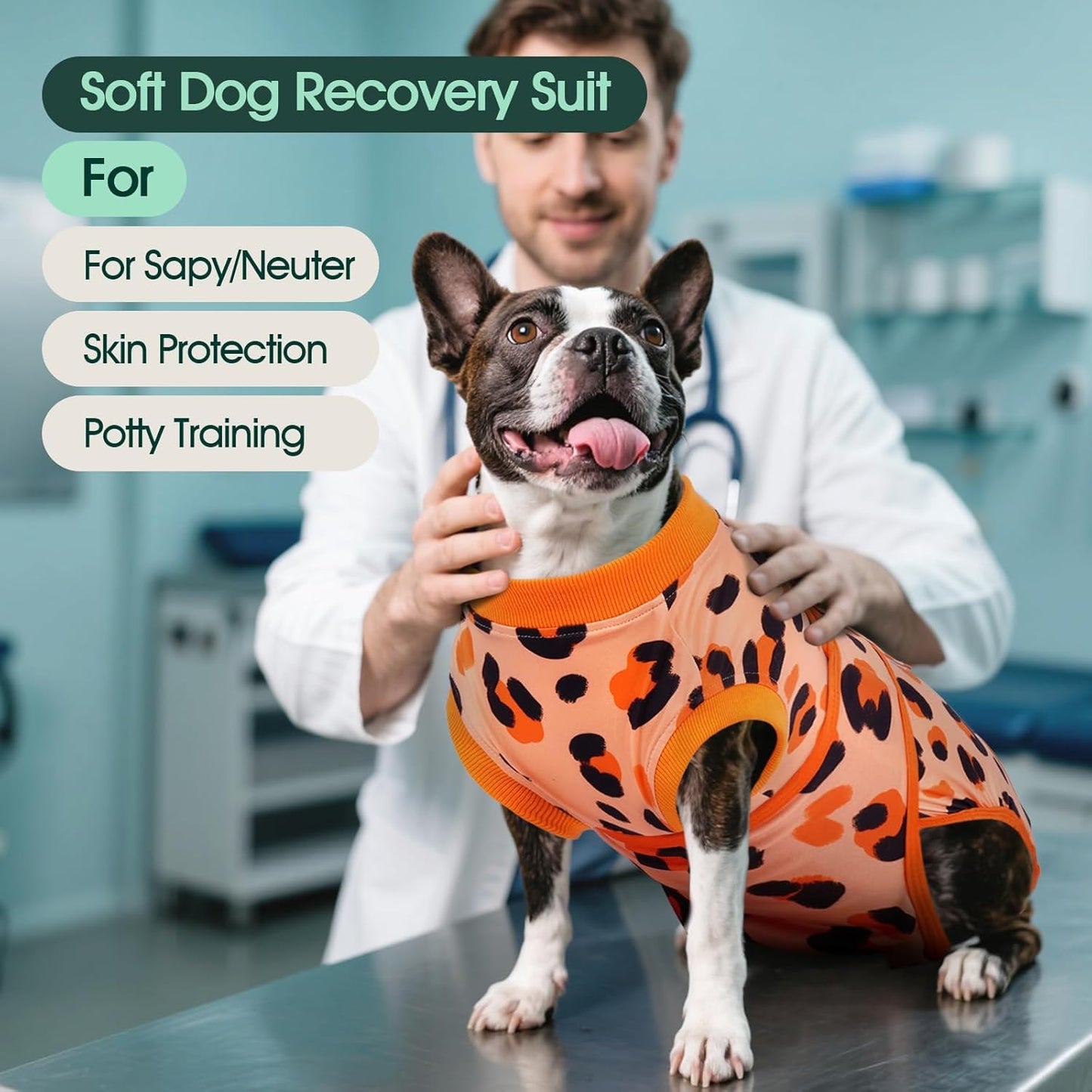 Kuoser Dog Recovery Suit for Dogs After Surgery,Professional Surgical Onesie for Female Male Dogs Spay Neuter,Soft Dog Surgery Suit Bodysuit for Abdominal Wounds Skin Disease,Orange XL