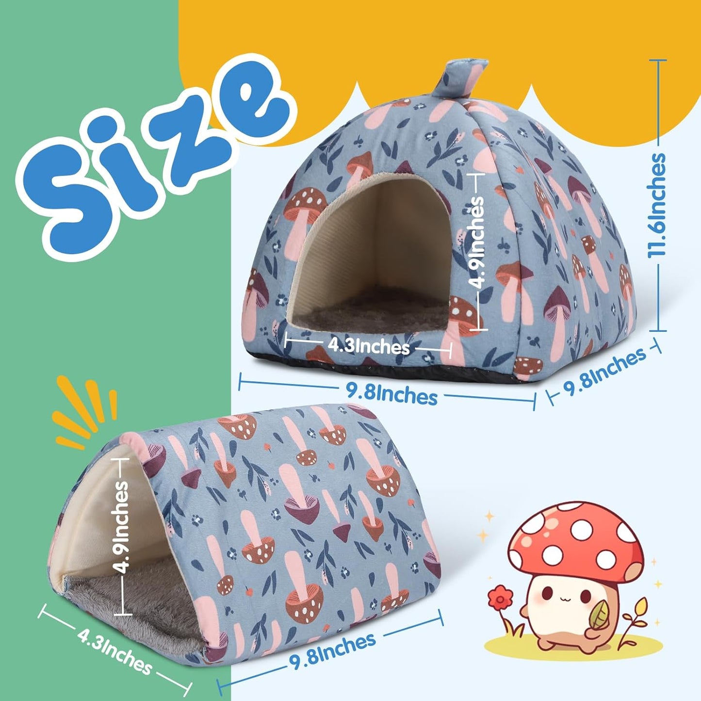 2-Pack Guinea Pig Hideout with Tunnel for Small Animals(Guinea Pig Bedding Warm & Lightweight, Easy to Clean)