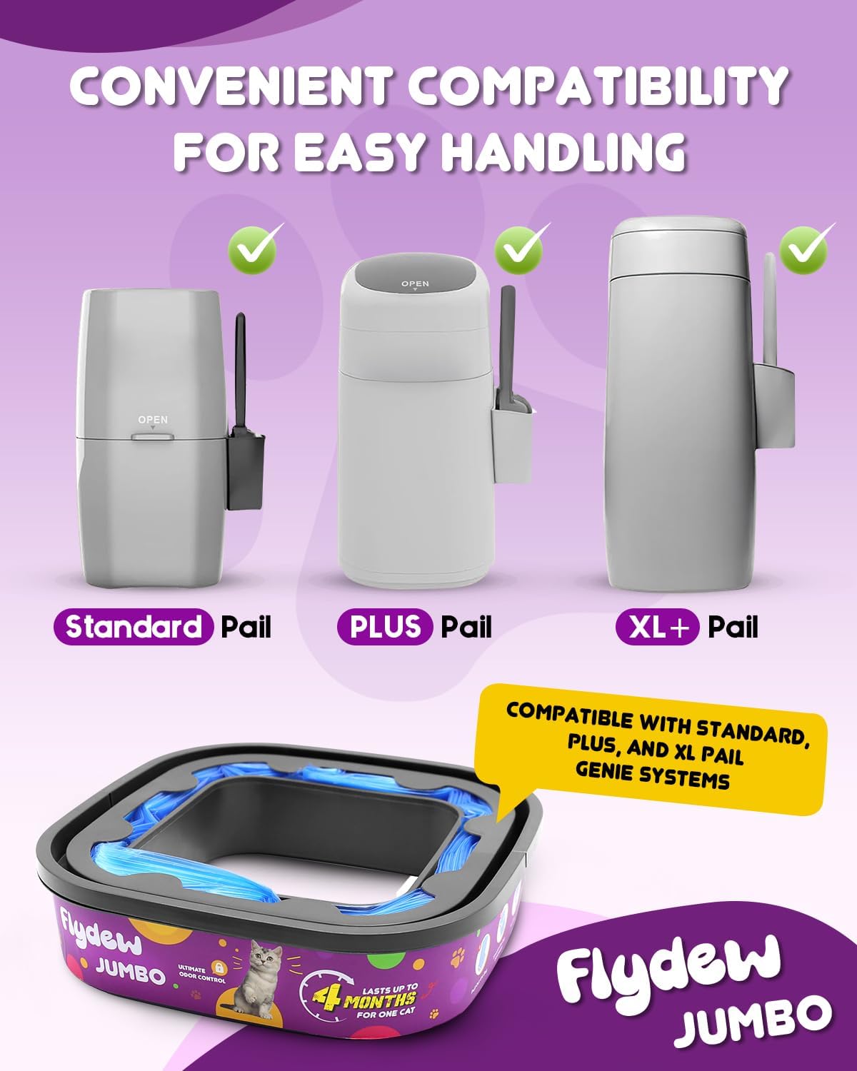 Cat Litter Refill Bags for Cat Genie Standard, Plus, XL+ Pail Refills, 2-Pack Jumbo Genie Refill Cartridge, Lasts Up to 8 Months, EVOH Odor Control,Pet Genie Refill