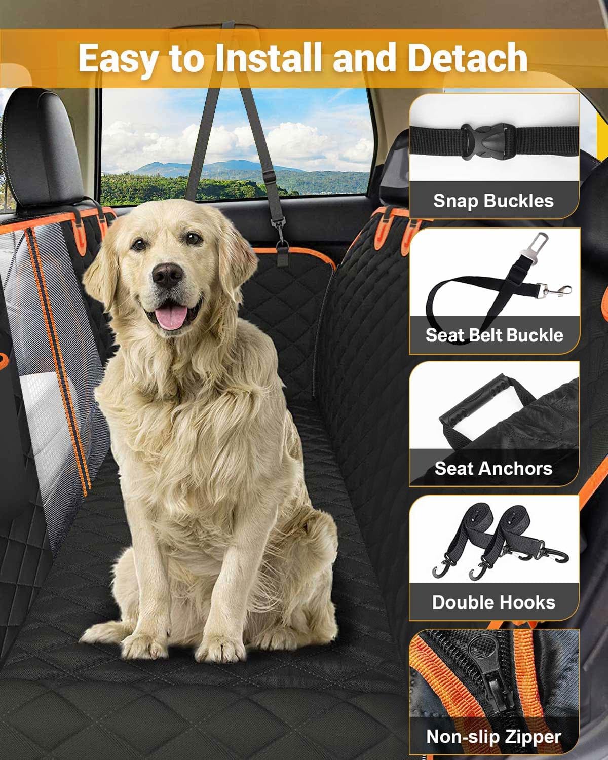 Victoper Dog Car Seat Cover, Heavy Durable Dog Seat Cover for Back Seat, 100% Waterproof Scratch Proof Nonslip Dog Hammock for Car with Side Flap, Pet Back Seat Covers Large 60" W x 64" L