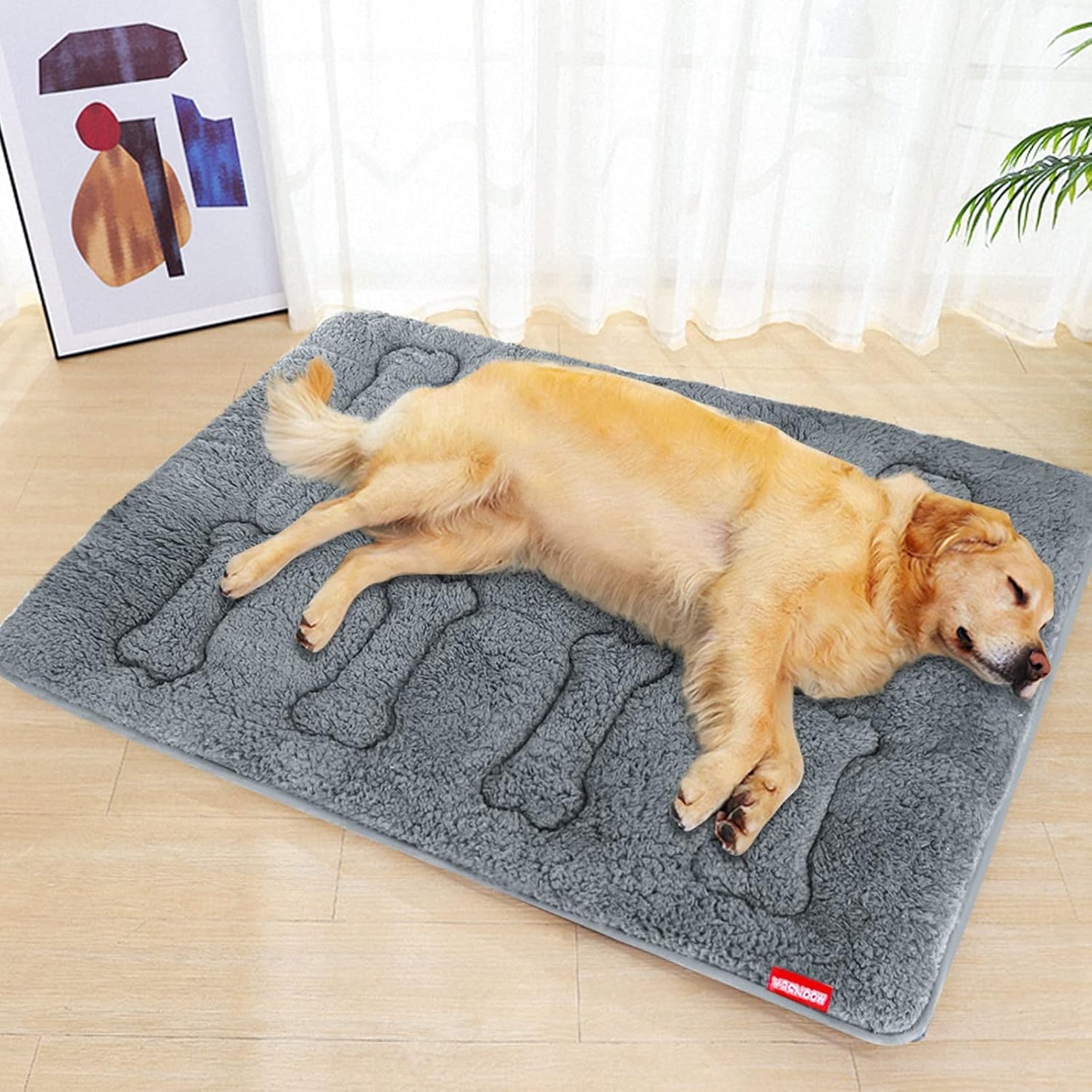 Dog Bed Crate Mat(42" X 28") 2 Pack, Soft Plush Dog Bed Pad Machine Washable Crate Pad, Grey