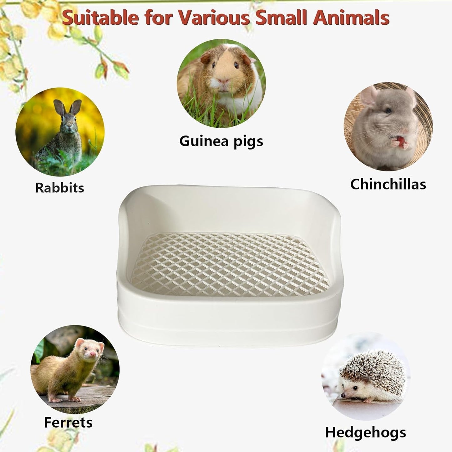 Tfwadmx Rabbit Litter Box Bunny Potty Training Litter Boxes Guinea Pig Corner Bedding Box Small Animal Toilet for Ferret,Chinchilla,Galesaur(White)
