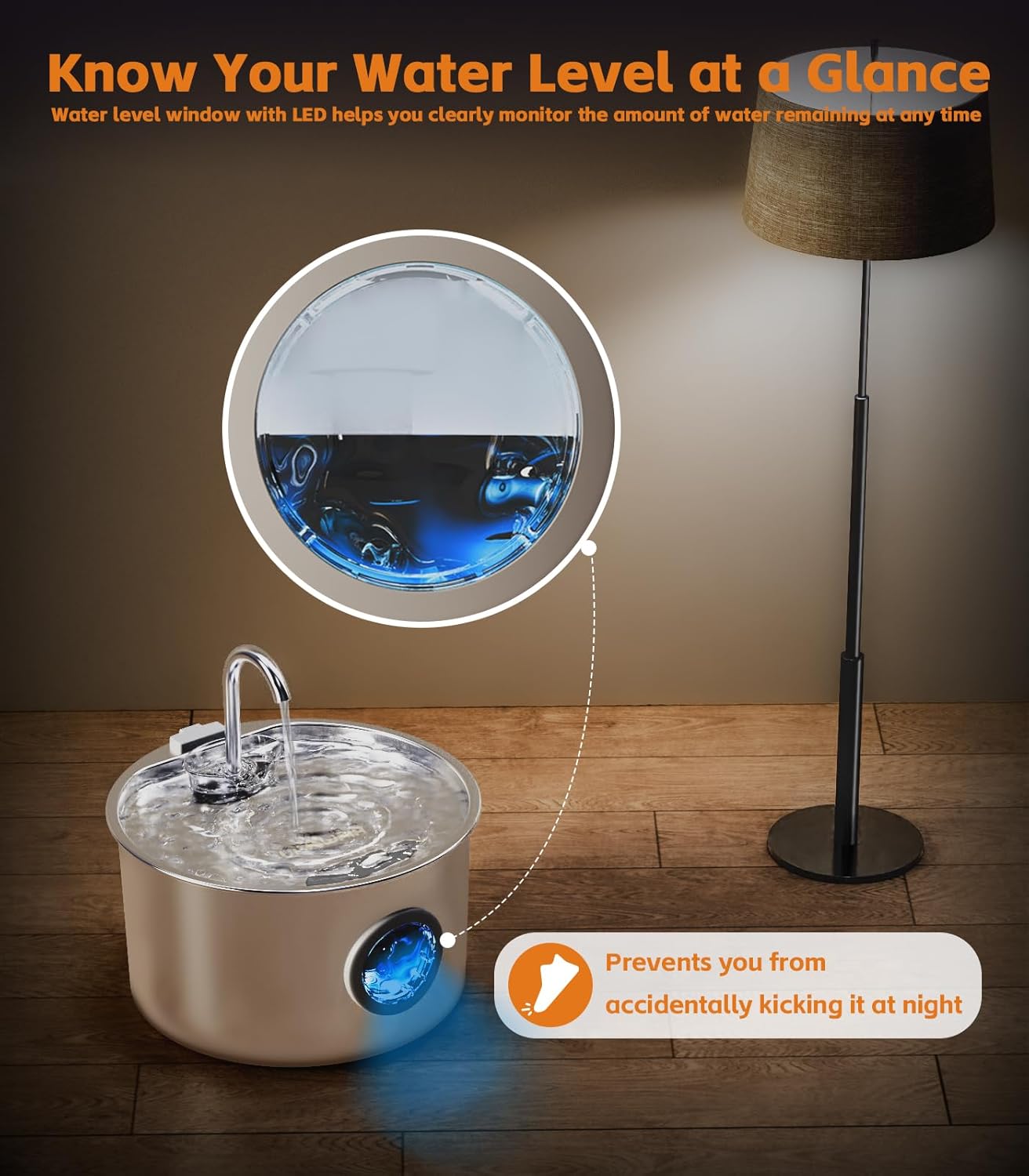 Cat Water Fountain Stainless Steel 108oz/3.2L Automatic Pet Water Fountain for Cats/Dogs Indoor Ultra Quiet Metal Cat Fountains for Drinking Kitty Watering Supplies for Pets & Small Animals