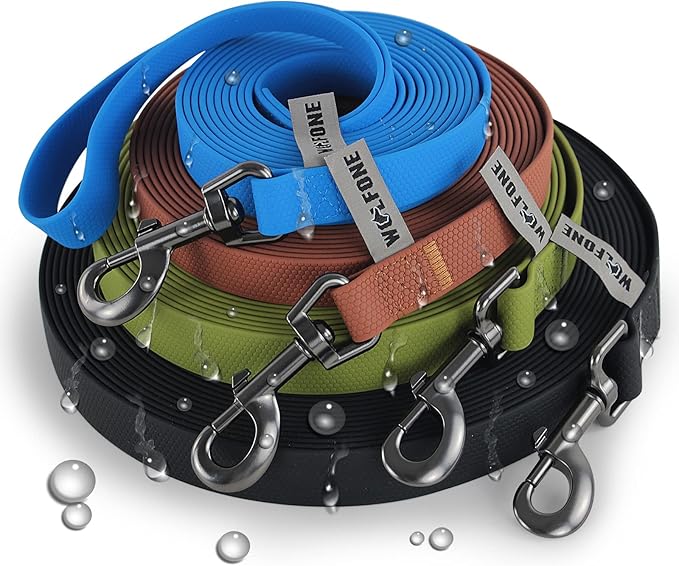 Wolfone 9m Blue Heavy Duty Robust Training Dog Leash with Anti-Slip Handle，Waterproof Long Dog Leash for Outdoor Activities