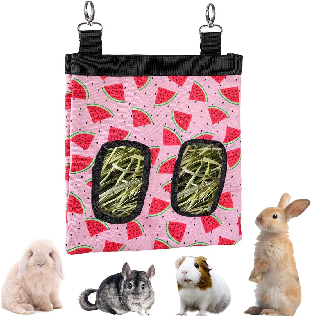 DZWLKJ Guinea Pig Hay Feeder, 600D Polyester, Watermelon, Rabbit Hay Feeder Bag, Guinea Pig, Chinchilla, Hamsters, Small Pets, 1 Pack, Foldable, Lightweight