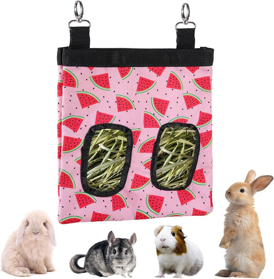 DZWLKJ Guinea Pig Hay Feeder, 600D Polyester, Watermelon, Rabbit Hay Feeder Bag, Guinea Pig, Chinchilla, Hamsters, Small Pets, 1 Pack, Foldable, Lightweight