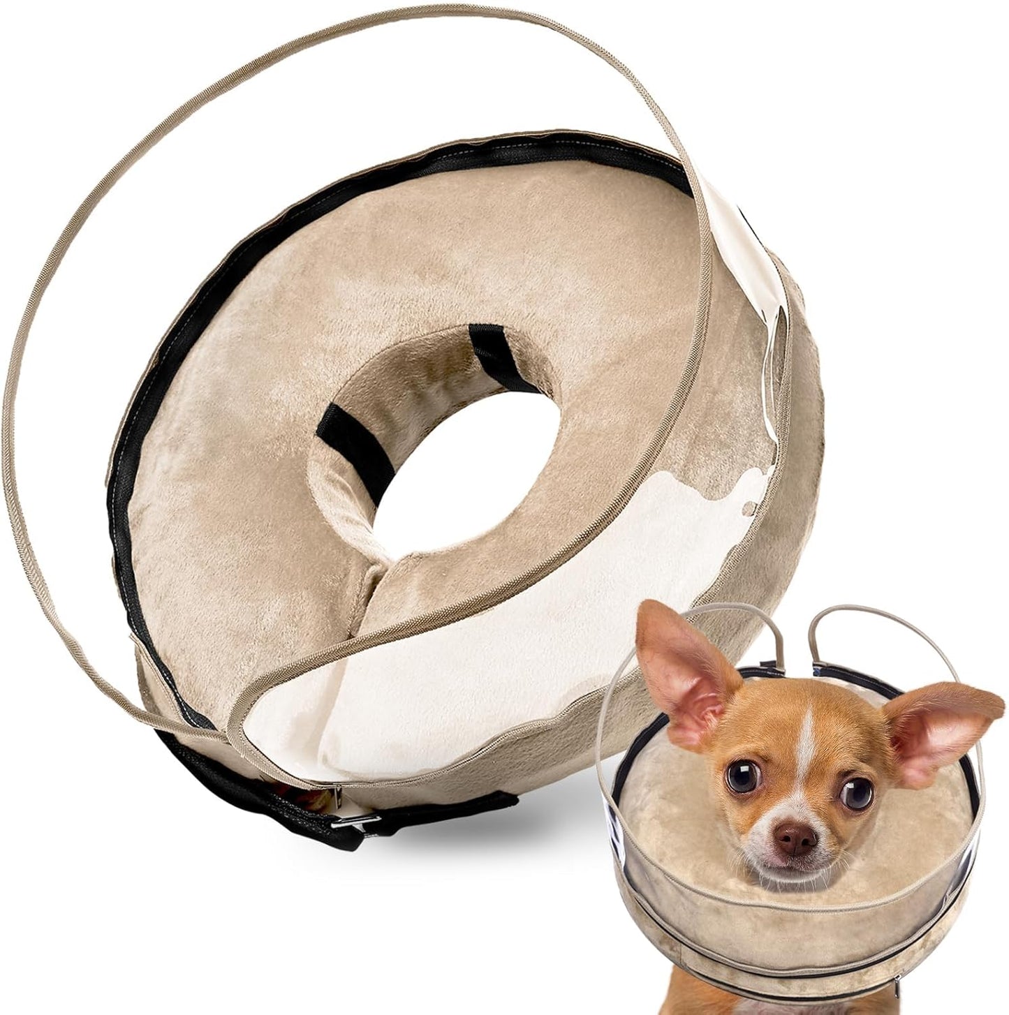 BARKLESS Dog Cone, Inflatable Dog Cone After Surgery for Small Breeds, Soft Surgery Collar with Enhanced Anti-Licking Guard Shield for Pets, Patented Protective Donut Collar