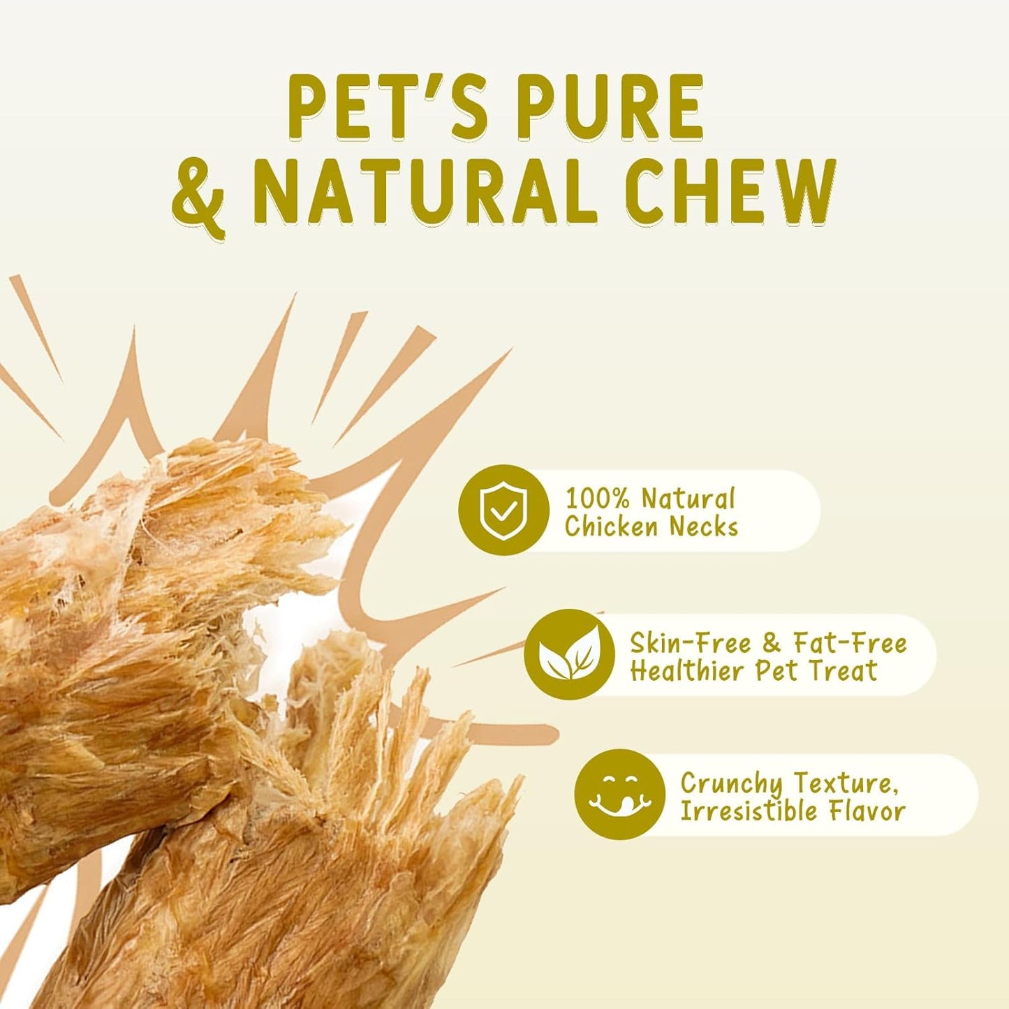 Freeze Dried Chicken Necks Treats for Dogs & Cats, Single Ingredient, Premium Quality High Protein Training Treats, Grain Free, Gluten Free, Filler Free, Supports Bone, Teeth & Joint Strength