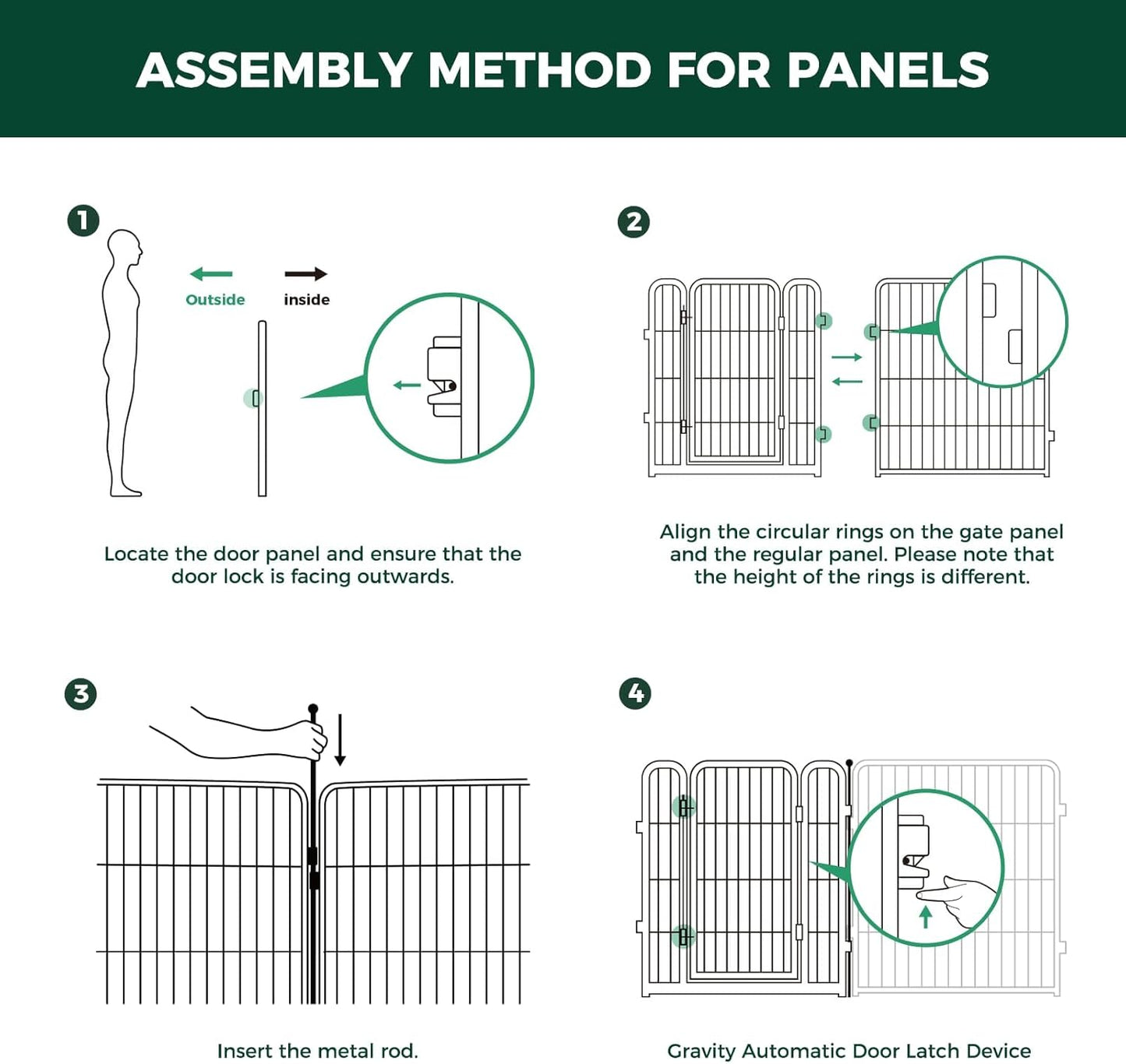 FXW Dog Gate Extra Wide Designed for Indoor Use, Adjustable Width Up to 111-inch Wide (32" H 4 Wire Panels for Small and Medium Dogs), Black