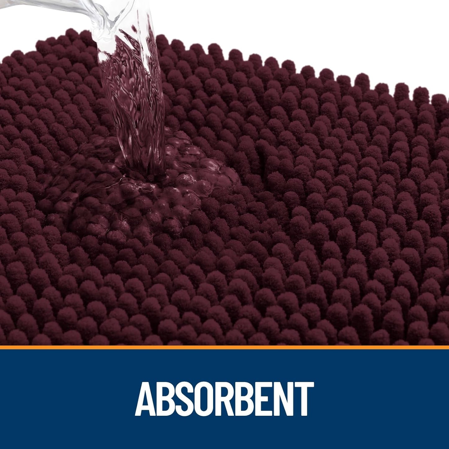 OLANLY Dog Door Mat for Muddy Paws 36x24, Absorbs Moisture and Dirt, Absorbent Non-Slip Washable Doormat, Quick Dry Chenille Mud Mat for Dogs, Entry Indoor Entryway Carpet for Inside Floor, Russet