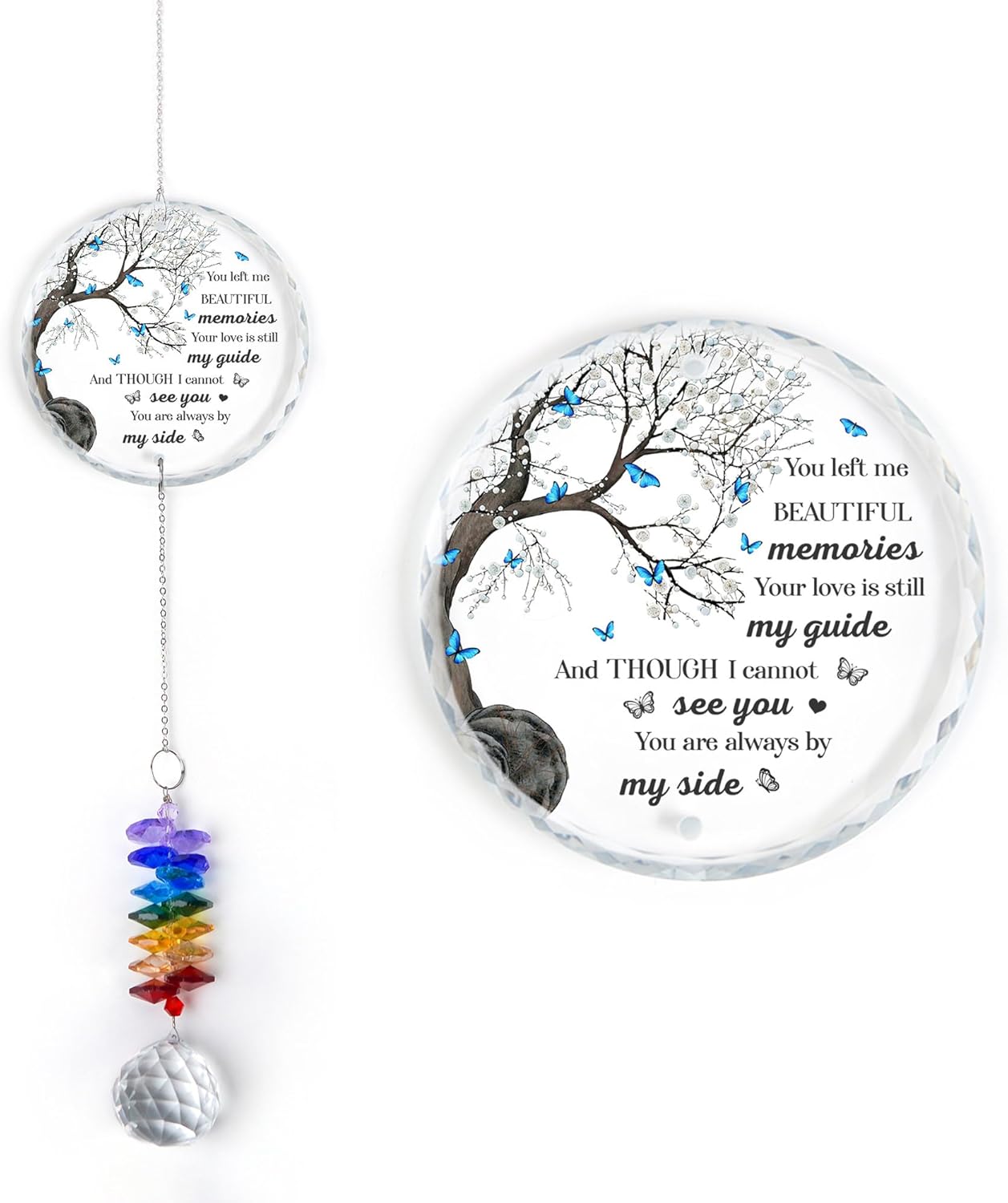 Memorial Suncatcher - Sympathy Gift for Loss of Loved One - Crystal Rainbow Maker - Bereavement Keepsake - Hanging Crystal Decor - Loss of Family Friend Pet - Ornament