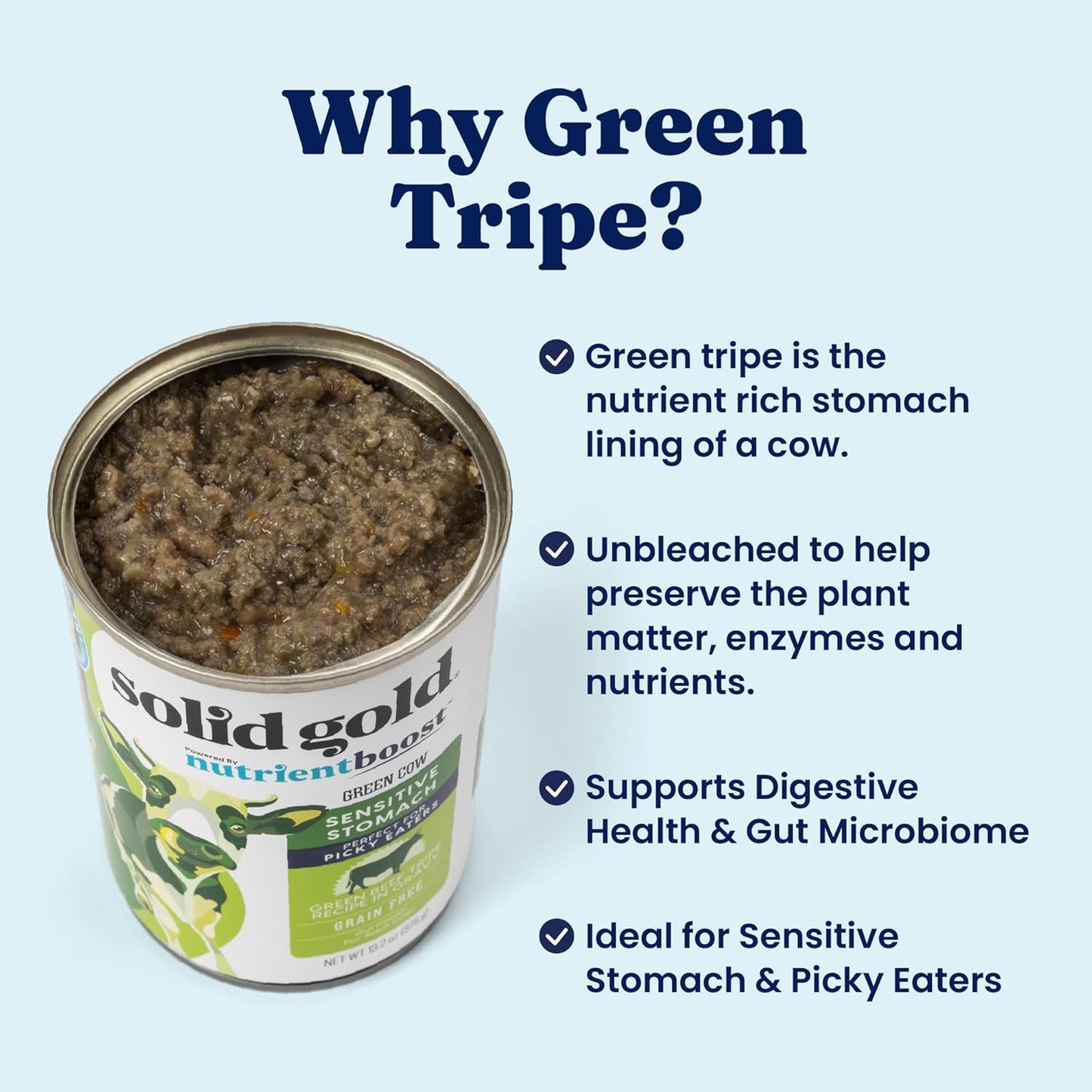 Solid Gold Beef Tripe Wet Dog Food Mix in for Adult & Senior Dogs - Helps Boost Appetite for Picky Eaters & Sensitive Stomachs - Canned Dog Food Additive for Healthy Digestion - 6 Pack/13.2oz Cans