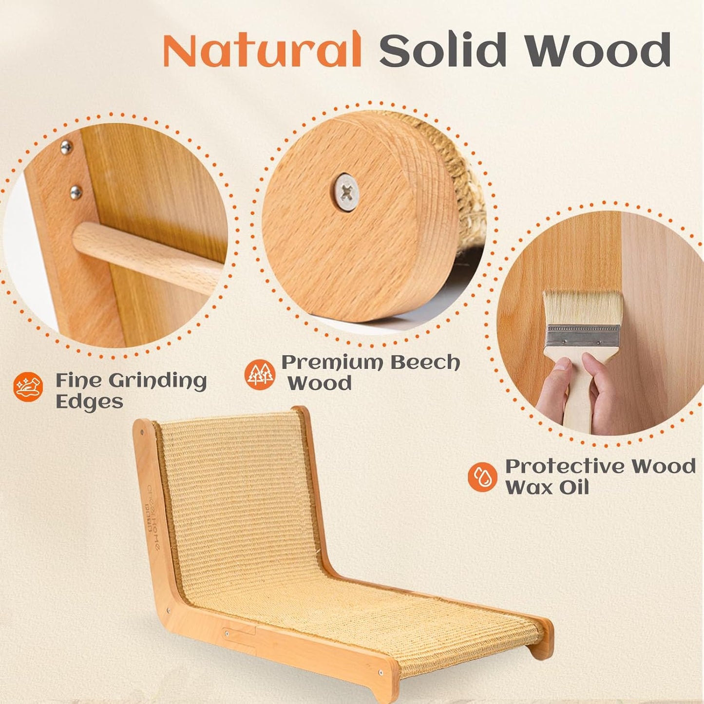 CHEERHOME PETS Sisal Cat Scratcher for Indoor Cats Scratching Pad Vertical Cat Scratcher L Shape Cat Scratching Board Cats Scratch Post Solid Wooden Cat Furniture(Large)