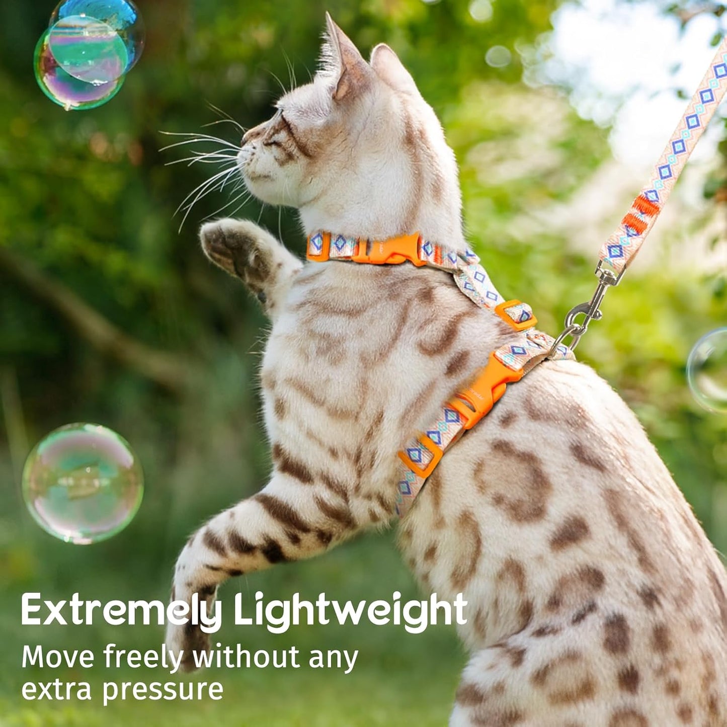 Dooradar Cat Harness and Leash, Escape Proof Adjustable Kitten Vest, Lightweight Soft Pet Straps, Easy Wearing for Small Medium Kitty Safe Walking Travel Control, White, S