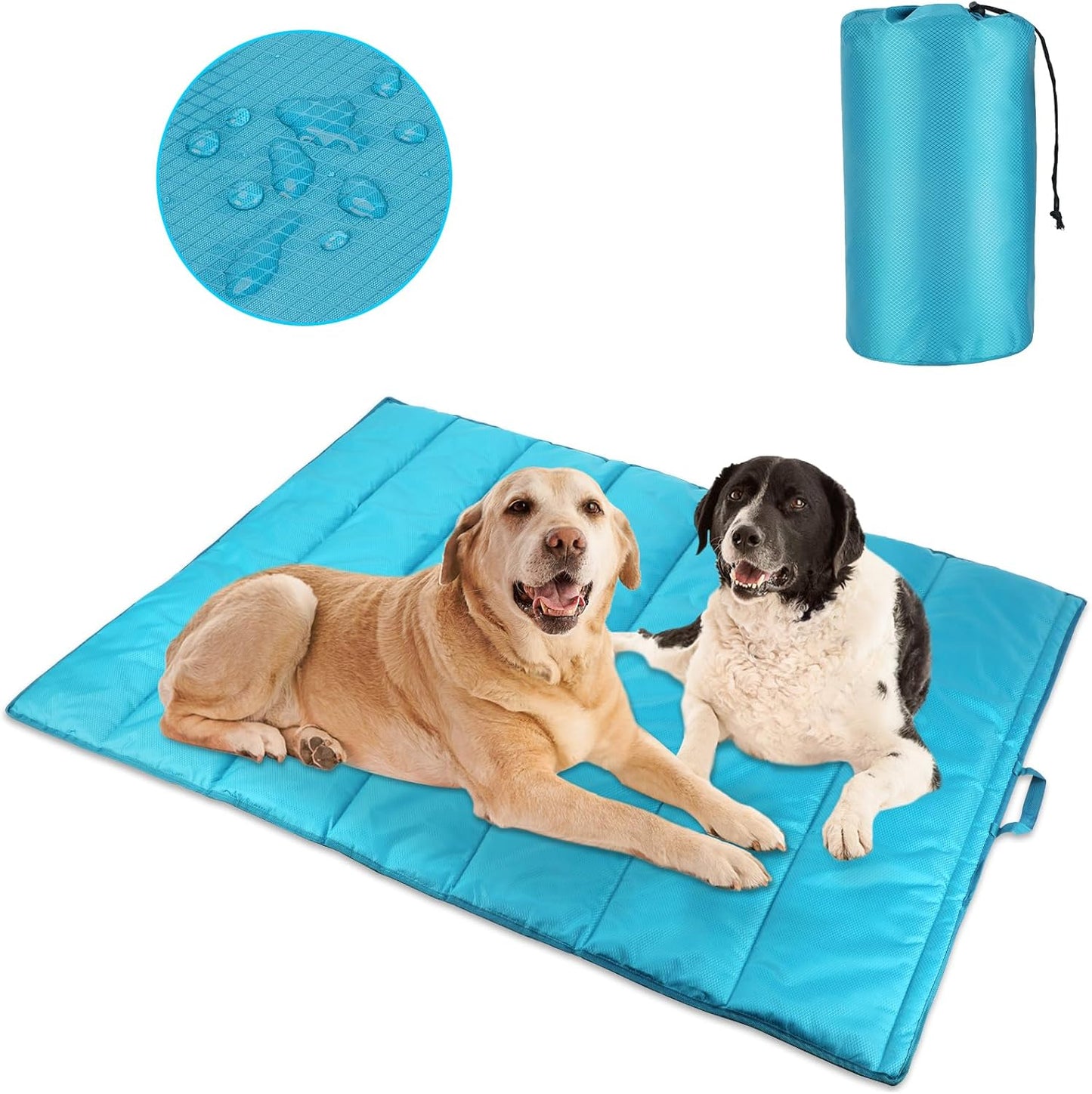 BWOGUE Large Outdoor Dog Bed Mat, Portable Waterproof Camping Dog Mat, Washable Dog Travel Mat with Carry Bag for Medium and Large Dogs Sleeping, 57"X39"（Blue）