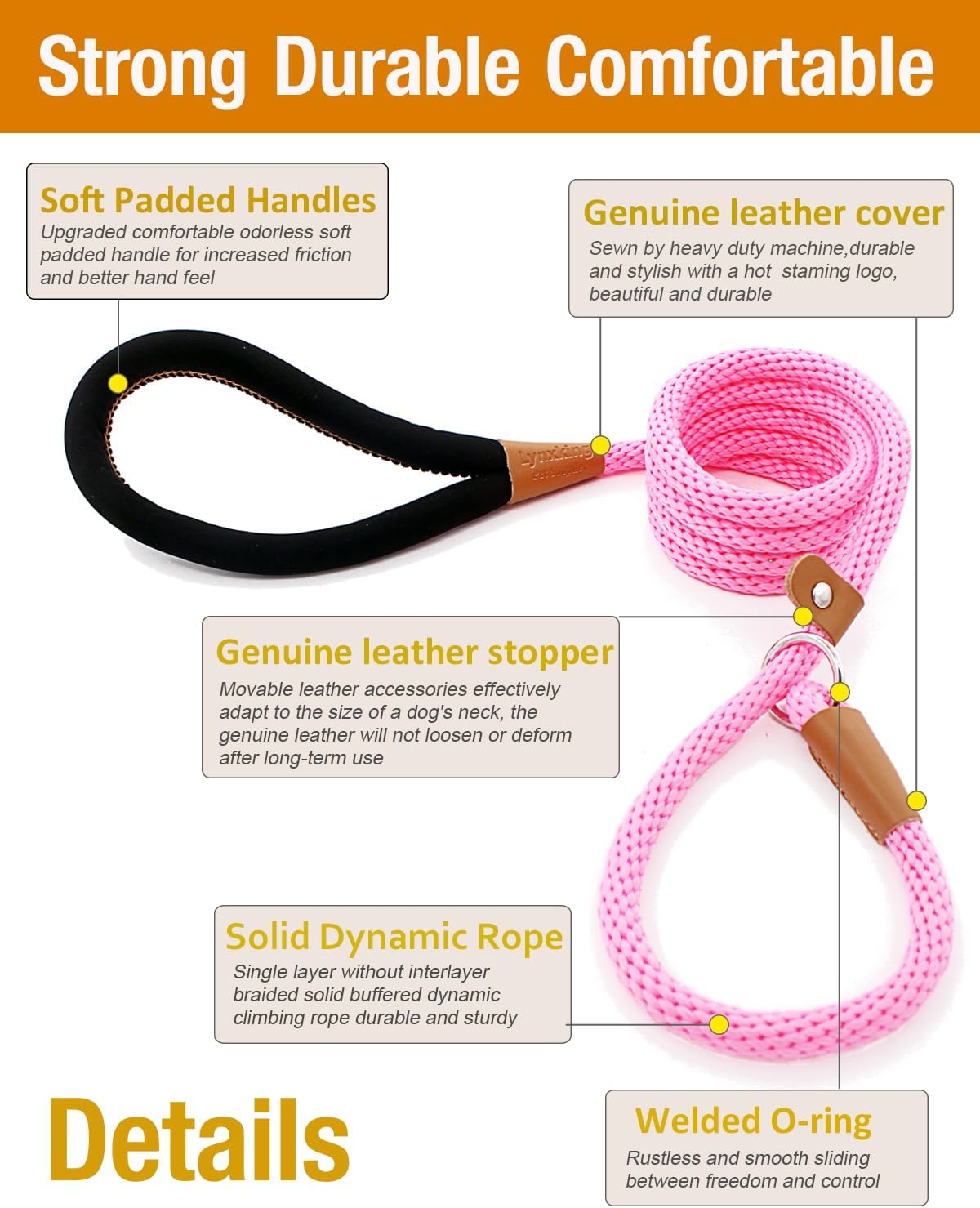 lynxking 6 FT Dog Leash Slip Lead 2 Pack Strong Heavy Duty Braided Dog Training Leash No Pull Training Lead Leashes for Medium Large and Small Dogs