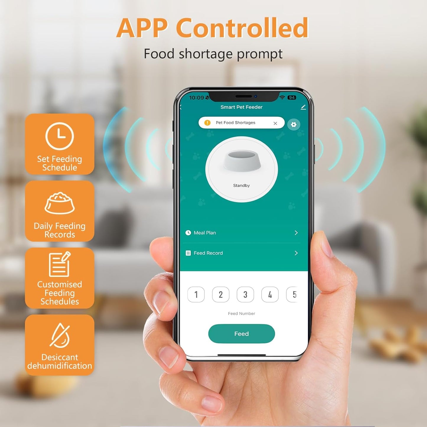 Automatic Cat Feeder for 2 Cats, APP Control 5L Timed Dual Dog Food Dispenser with Dual Power Supply Programmable 1-15 Meals Control with Auto Pet Feeder for Cats and Dogs (WiFi)