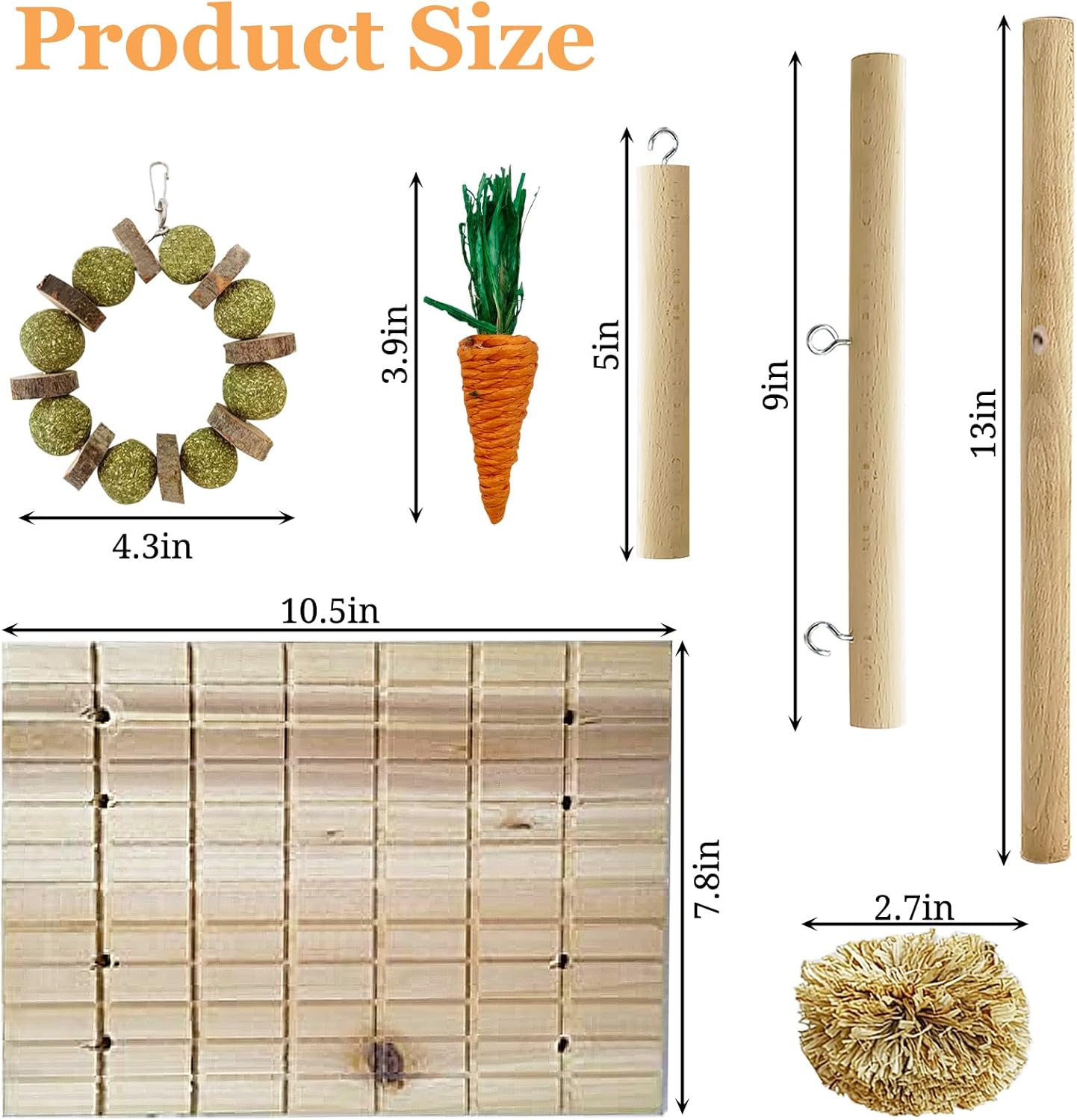 Hamiledyi Rabbit Wood Scratching Board Bunny Claws Teeth Chew Toys Natural Fruit Wood Rabbit Toys Grass Timothy Ball Feet Pad Platform Guinea Pigs Chinchilla Hamsters Other Rodent Pets
