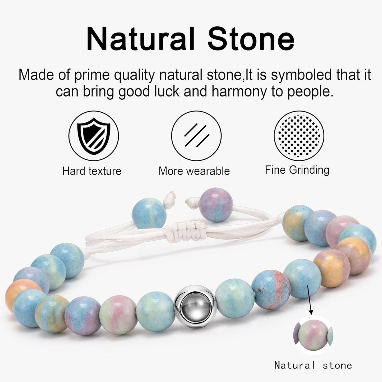 EMIRISTIC Custom Photo Bracelet - Personalized Picture Natural Stone Cuban Chain Bracelet - Any Special Day Gifts