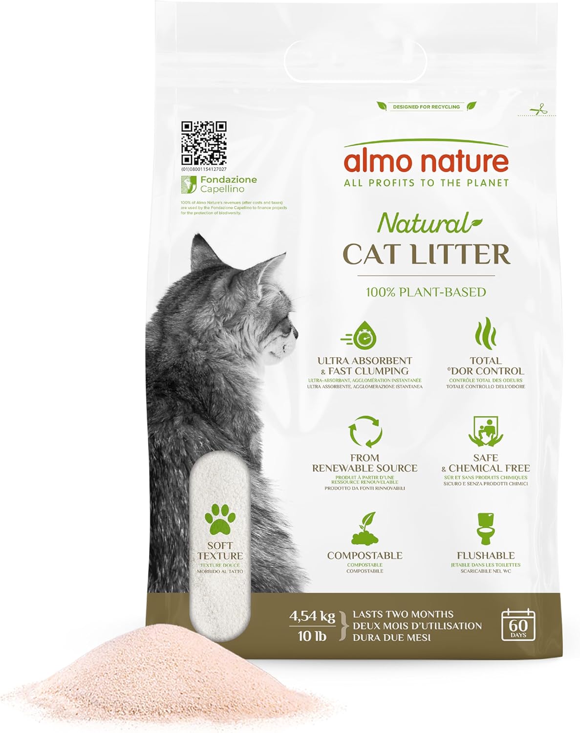 Almo Nature: Natural Unscented Cat Litter - 5 lbs - Non-Toxic, 100% Plant-Based, Clumping, Biodegradable, Compostable, for Cats & Kittens