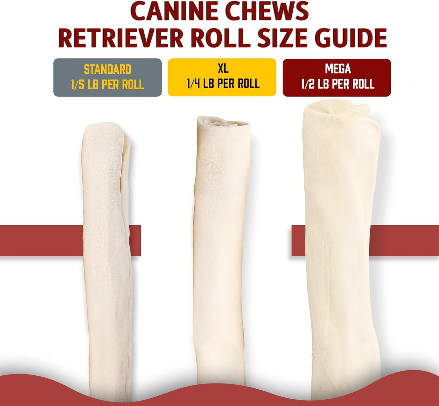 Canine Chews 10-11" MEGA Retriever Rolls (2 Pack) Natural Rawhide for Big Dogs - Long-Lasting Dog Chew Treats for Aggressive Chewers - Odor-Free - Extra-Large