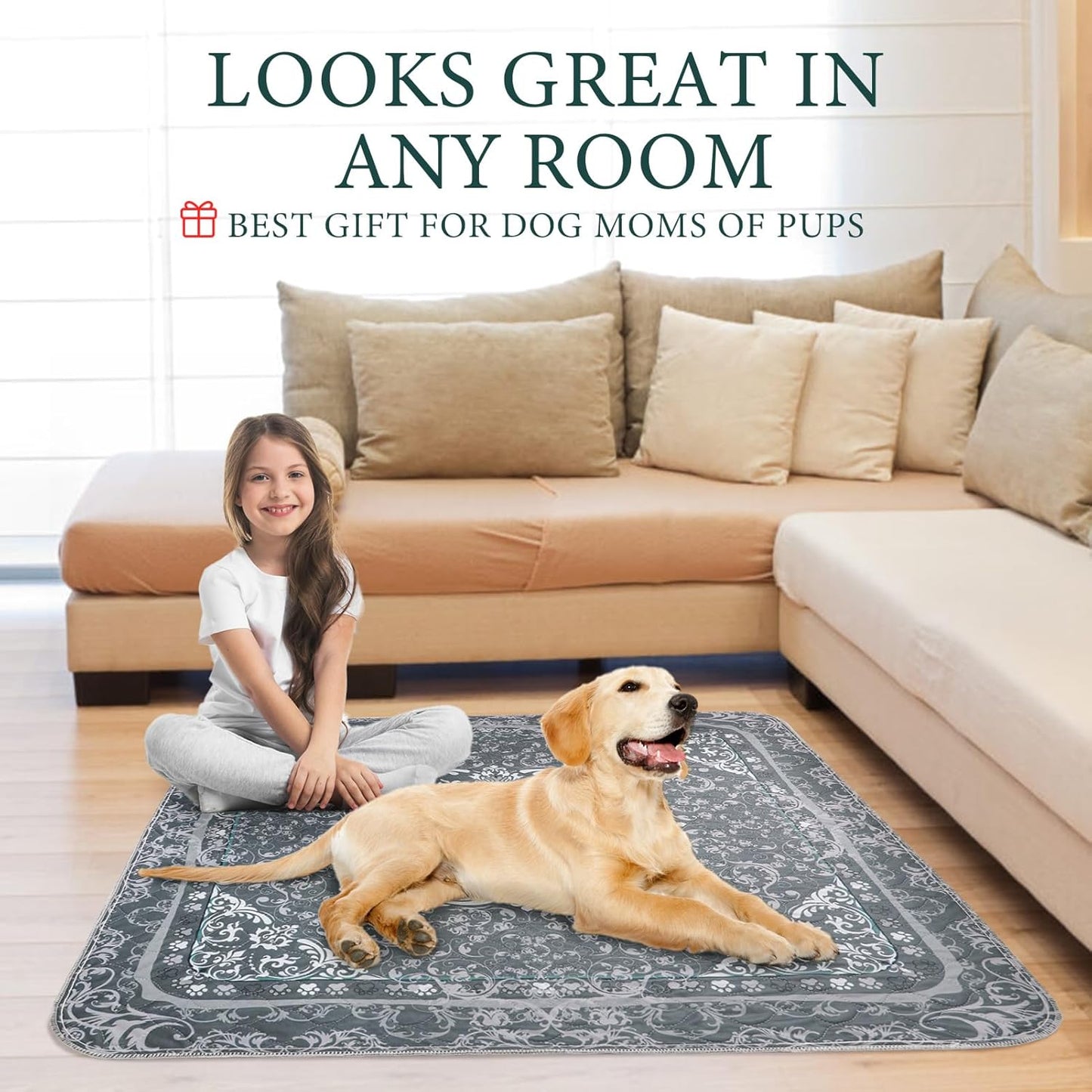 Homimp Washable Pee Pads for Dogs, 2 Pack Reusable Puppy Pads Waterproof, Absorbent and Leakproof Dog Pee Pads, Non Slip Puppy Training Pads, Pet Mat for Floor, Crate, Couch, Whelping,Grey, 24"x36"