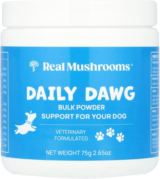 Real Mushrooms Whole Dog Health – Functional Mushroom Blend for Dogs with Lion’s Mane, Cordyceps, Turkey Tail, Reishi, Shiitake for Overall Wellbeing of Dogs – 2.65 oz Powder Supplement