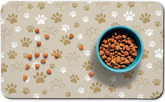 Dog Food Mat, Absorbent Water Bowl Mats Cat Pet Feeding Placemats Beige 17 * 30 inch