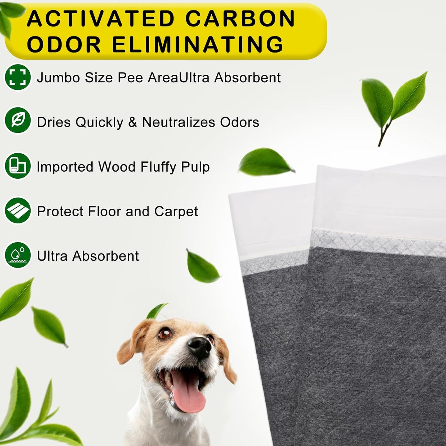 ELEGX Extra Large 31"x47" 30 Odor-Control Super Absorbency Charcoal Pee Pads - Thicken Disposable Potty Pads for Dogs and Cats