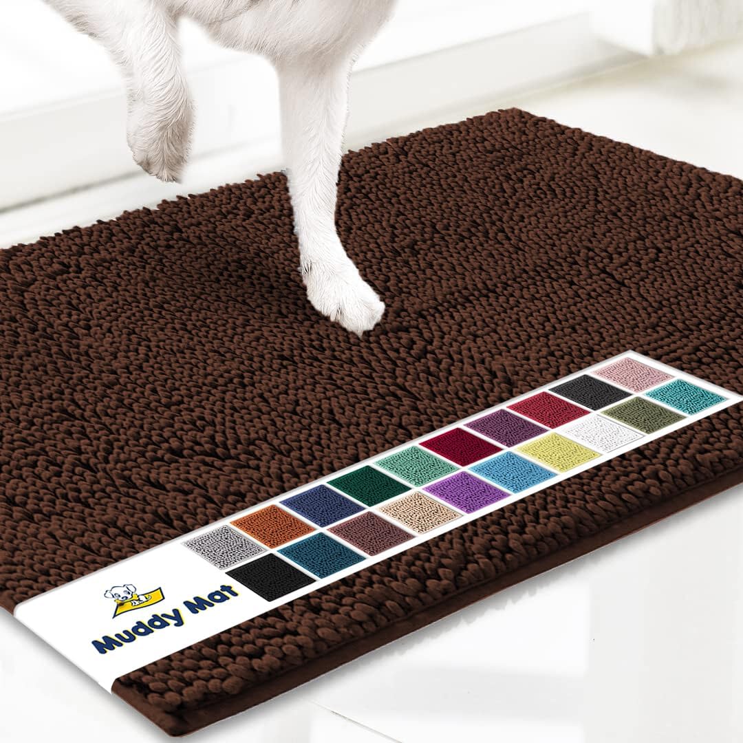 Muddy Mat® AS-SEEN-ON-TV Highly Absorbent Microfiber Door Mat and Pet Rug, Non Slip Thick Washable Area and Bath Mat Soft Chenille for Kitchen Bathroom Bedroom Indoor and Outdoor - Brown XXXL 72"X48"