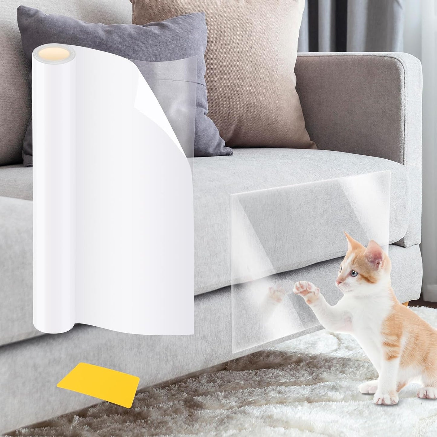 Cat Scratch Furniture Protector, 11.8 in x 118 in Cuttable Cat Protectors for Furniture, Single Sided Adhesive Couch Protector from Cat Claws, Suitable for Families with Pets