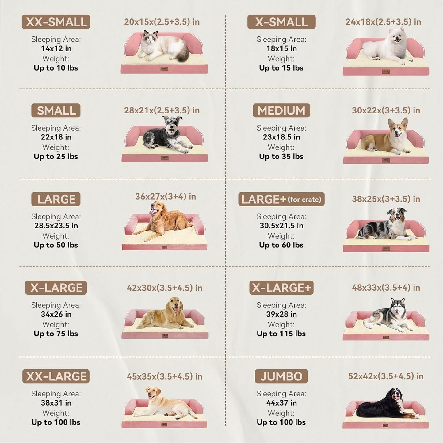 Orthopedic Washable Large Dog Bed, Pink Dog Beds with Removable Cover, Large XXXL Pet Dogs with Bolster, Washable Dogs Beds Sofa with Orthopedic Egg Foam for Medium Large Pet