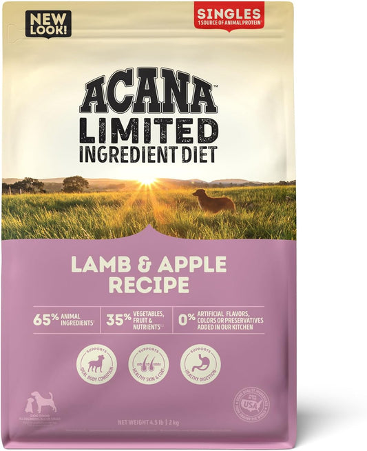 ACANA Singles Limited Ingredient Grain Free High Protein Dry Dog Food Lamb & Apple Recipe 4.5lb Bag