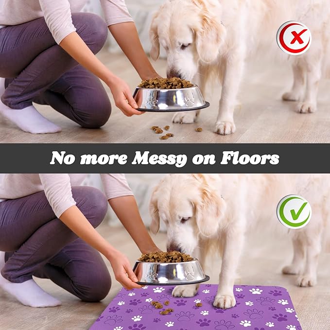 Dog Food Mat, Absorbent Water Bowl Mats Cat Pet Feeding Placemats 16 * 24 inch