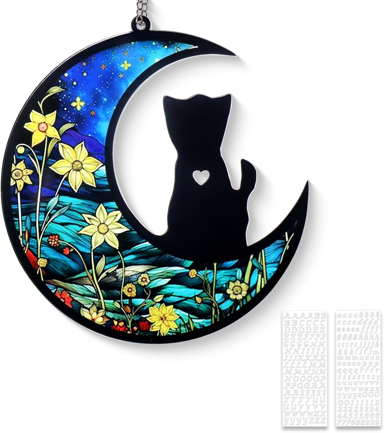 Pet Memorial Suncatcher, Loss of Cat & Dog Sympathy Gifts, Hanging Stained Acrylic Light Catcher, Cat & Dog Memorial Ornament for Pet Lovers, Star Pattern