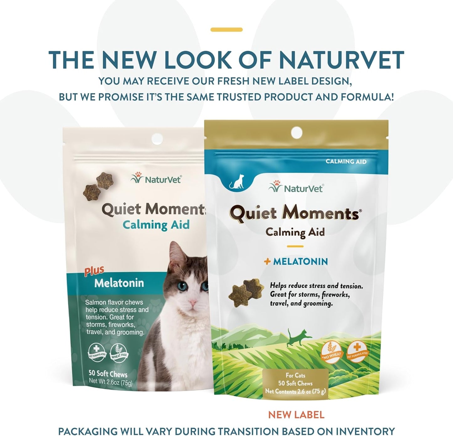 NaturVet Quiet Moments Calming Aid Cat Supplement Plus Melatonin – Helps Reduce Stress in Cats – for Pet Storm Anxiety, Motion Sickness, Grooming, Separation, Travel – 50 Ct. Soft Chews