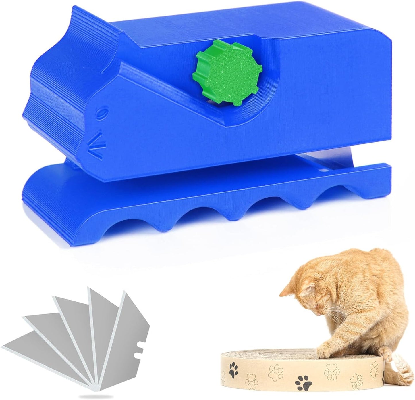 Cardboard Strip Cutter for Cat Scratchers, with 6pcs Blade,3D Printed Card Board Cutter Kids DIY Cat Scratchers Cardboard Strip Tool Machine for Cat Love