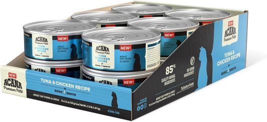 ACANA PREMIUM PATE Wet Cat Food, Tuna & Chicken Recipe in Beef Bone Broth, 5.5oz (Case of 12)